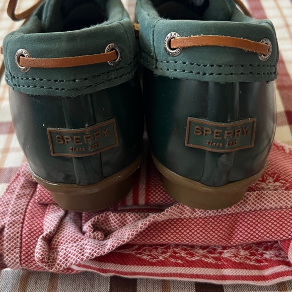 Sperry Dark Green and Brown Rain Boots - Picture 8 of 12